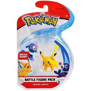 Pokemon Pikachu Battle Action Figure 2-Pack includes 2" Pikachu & 2" Popplio